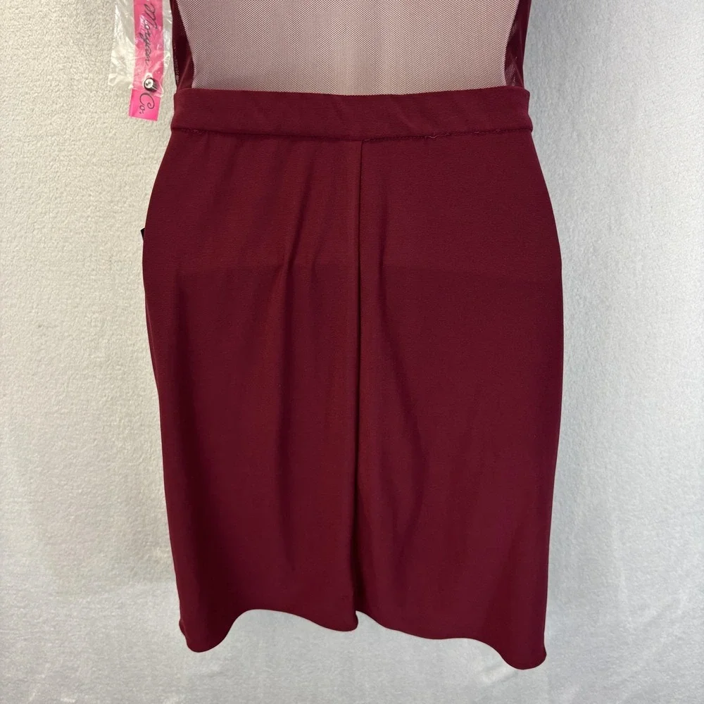 NWT Morgan & Co Lace Sequin Cutout Dress Juniors 5‎ Merlot Red Halter Party NEW